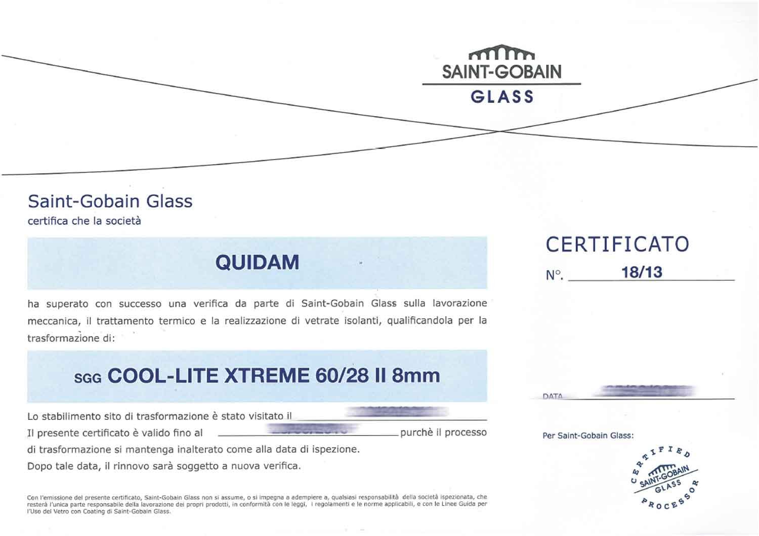 Certificato tempra-SGG-Cool-Lite-XTREME